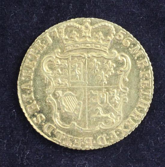 A George II gold half guinea, 1756,